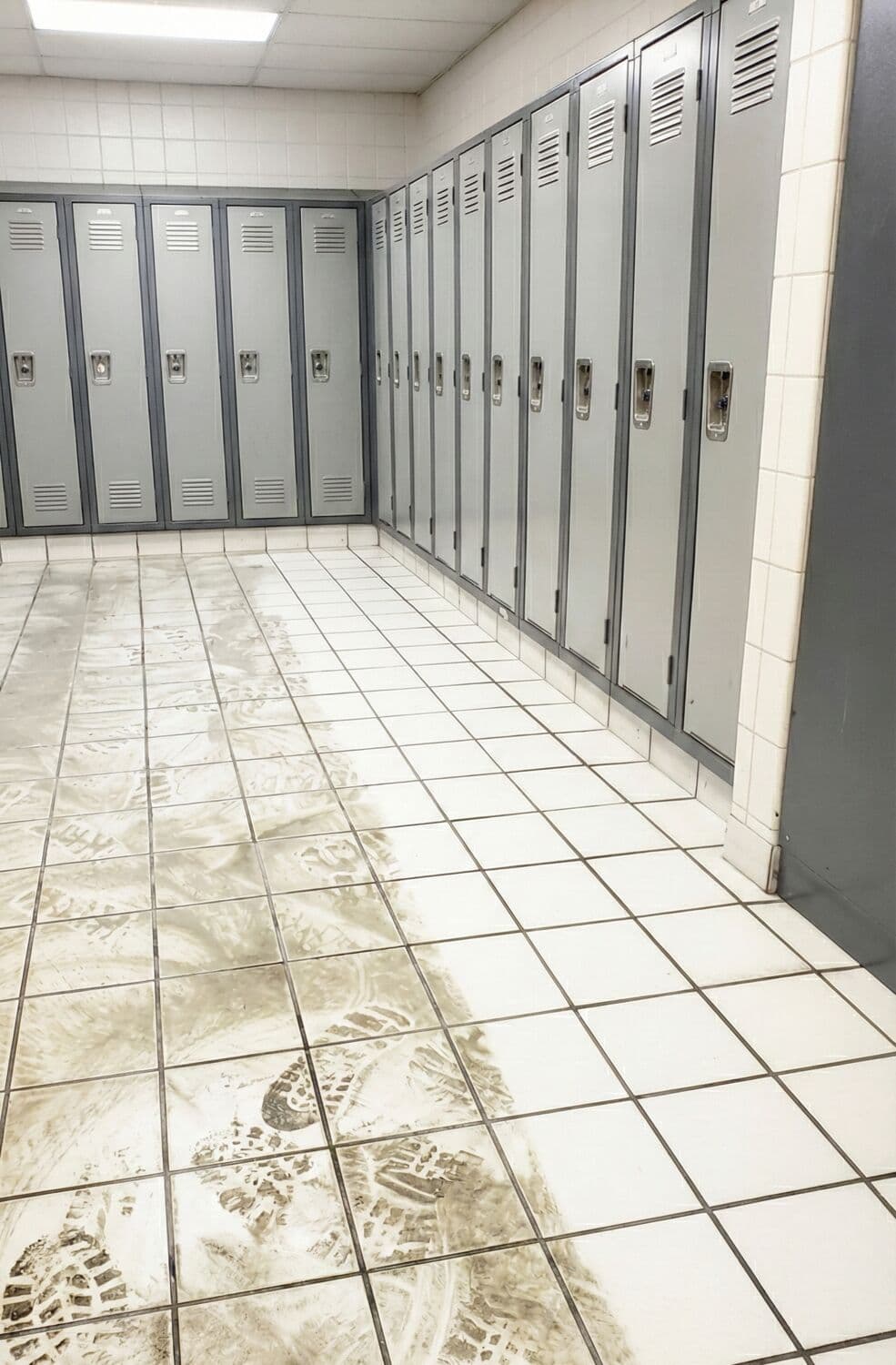 Restored commercial floor with high-gloss finish